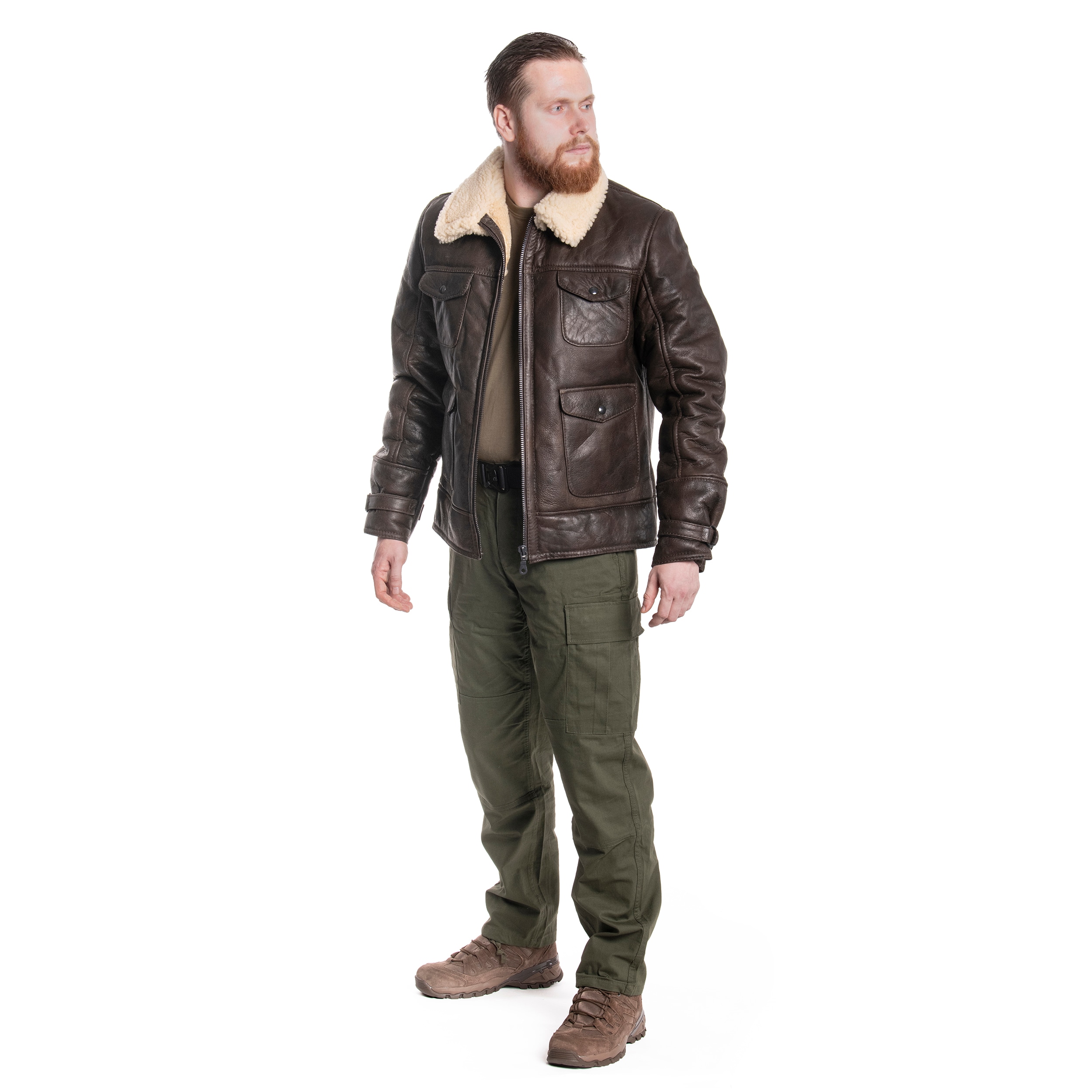 Шкіряна куртка Mil-Tec US Navy A4 Sheepskin - Brown