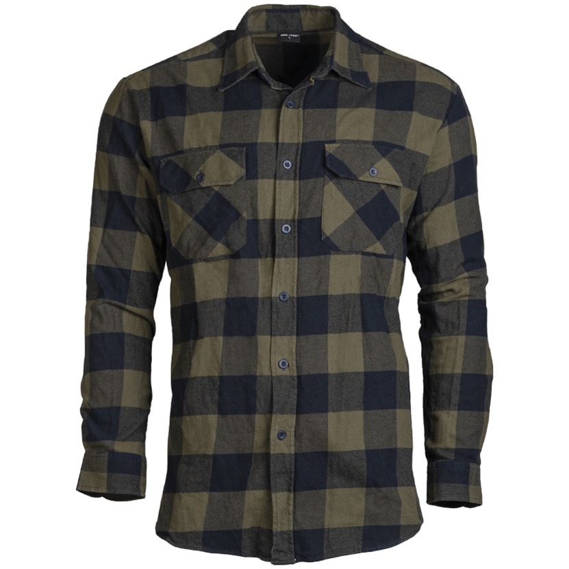 Сорочка Mil-Tec Flannel Shirt Light Longsleeve - Black/Olive
