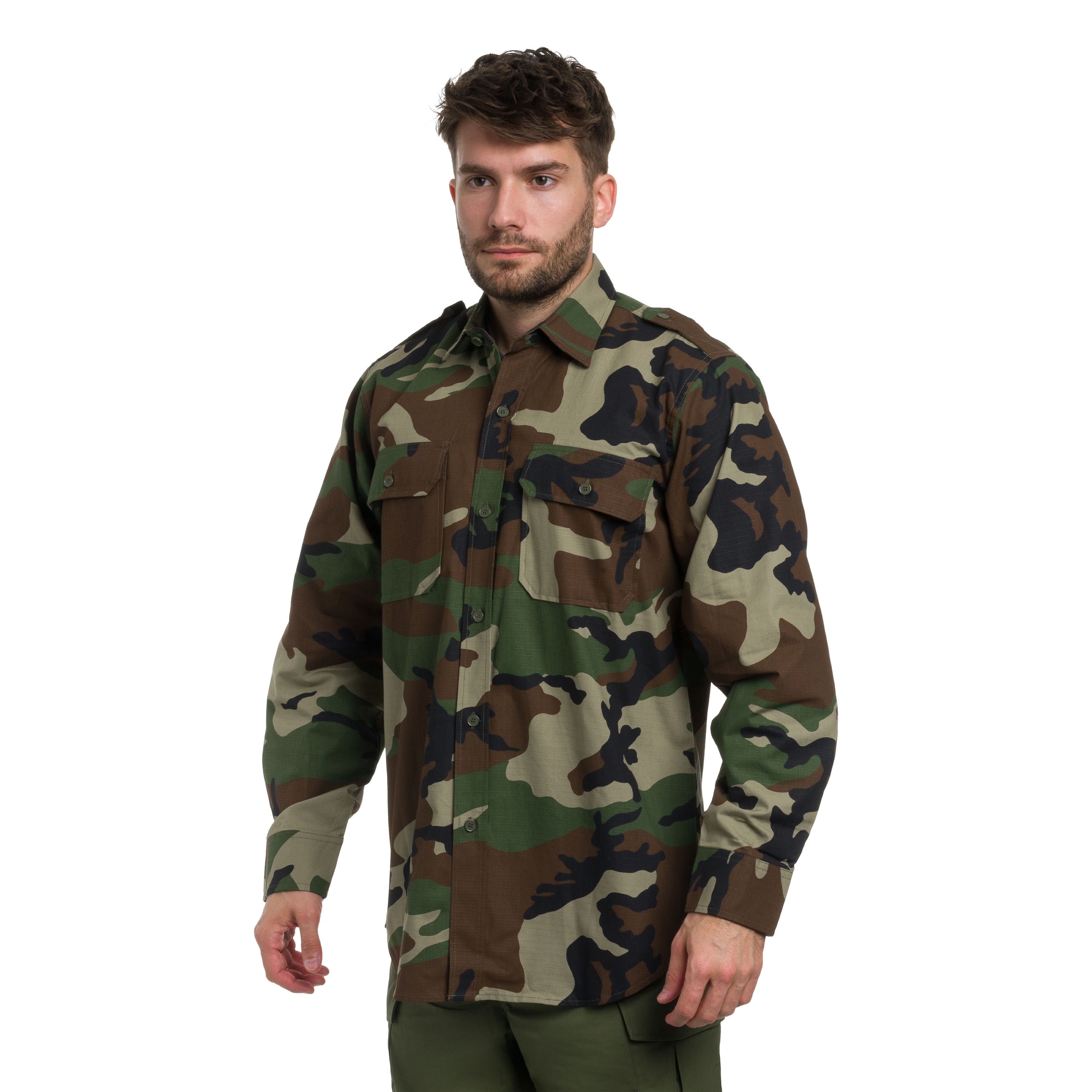 Сорочка тактична Mil-Tec Ripstop Long Sleeve - Woodland