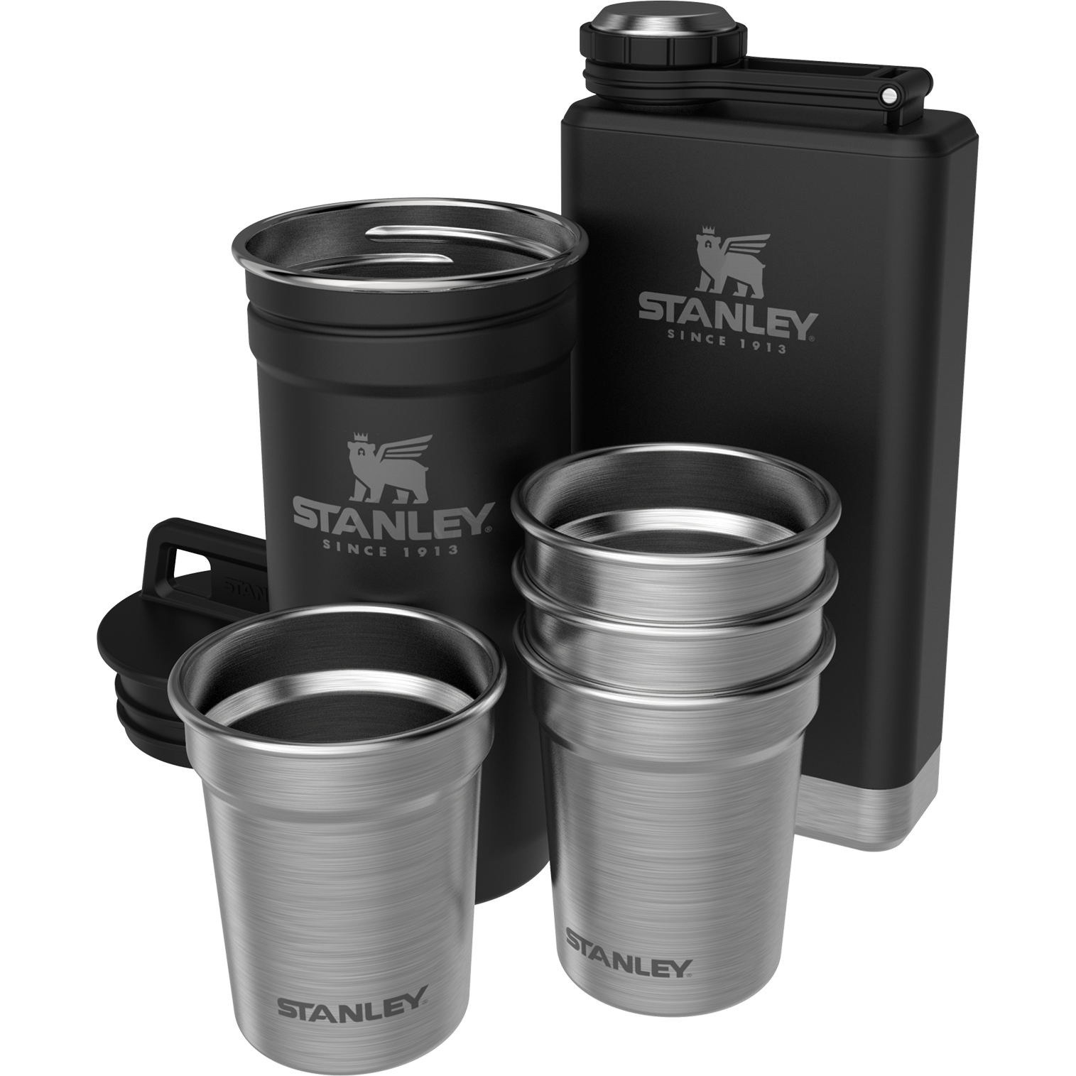 Фляга Stanley Hip Flask з стаканами ADVENTURE - Matte Black