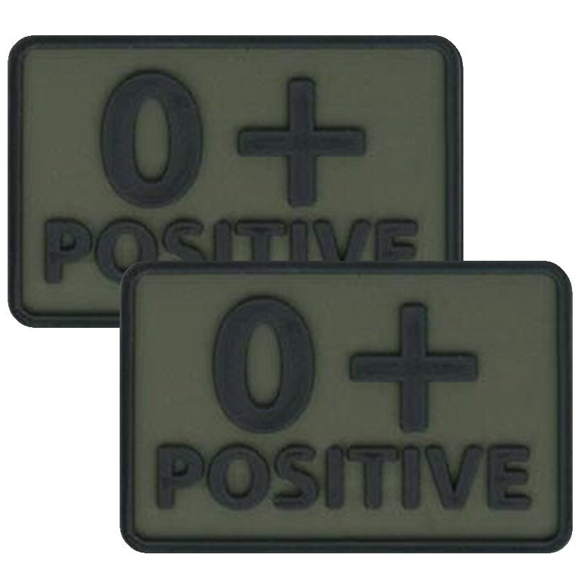 Емблема PVC Helikon група крові 0/Rh+ "Olive Green" - 2 шт.