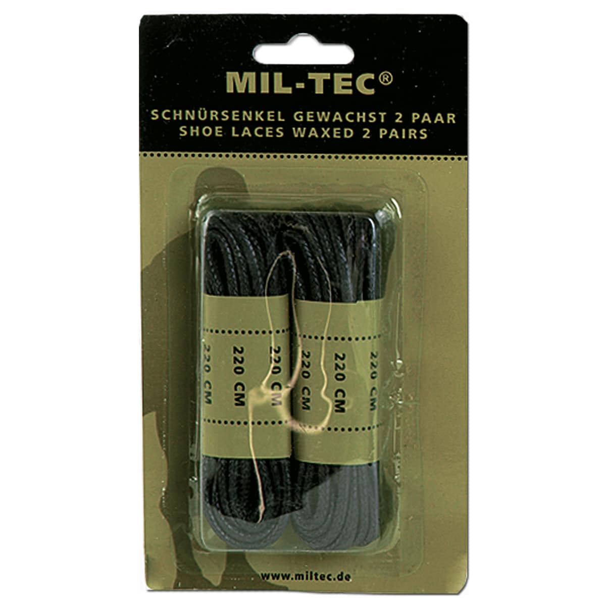 Вощені шнурки Mil-Tec 220 см - Black